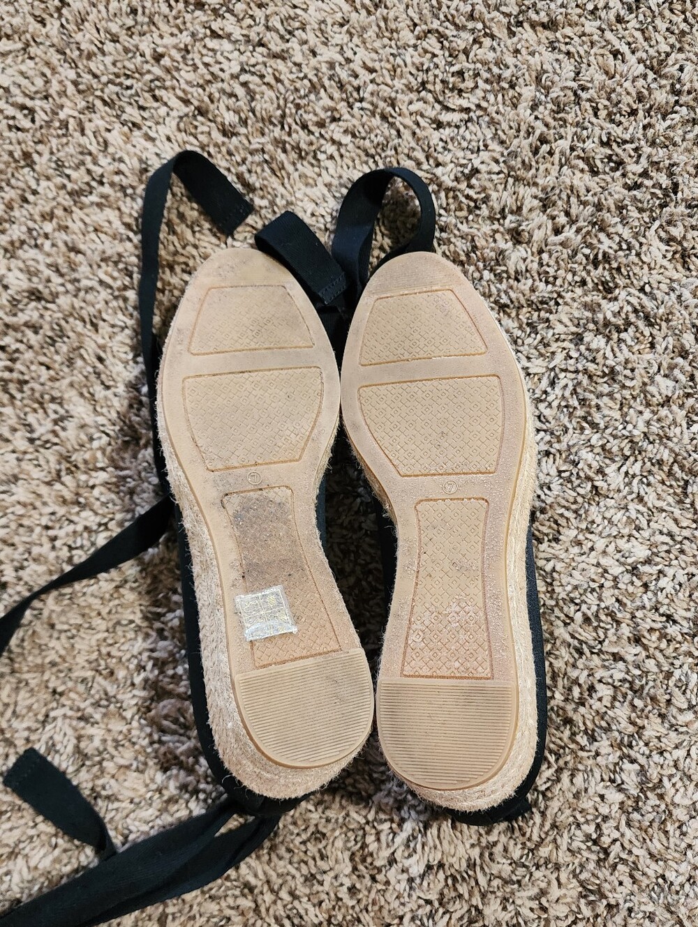 Tory Burch Black Satin Lace Up Espadrille Wedges Flats Size 7 Preppy - Picture 10 of 10